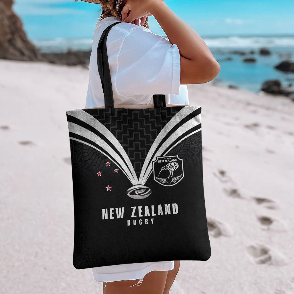New Zealand Maori Rugby Tote Bag Aotearoa Tribal Motif Retro Concept