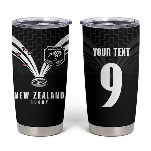 New Zealand Maori Rugby Custom Tumbler Cup Aotearoa Tribal Motif Retro Concept