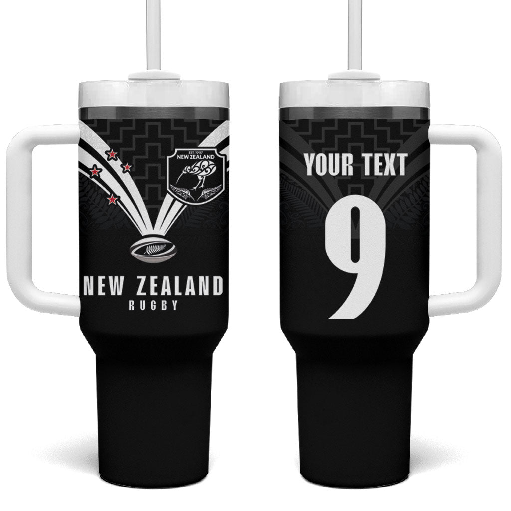 New Zealand Maori Rugby Custom Tumbler With Handle Aotearoa Tribal Motif Retro Concept
