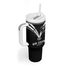 New Zealand Maori Rugby Custom Tumbler With Handle Aotearoa Tribal Motif Retro Concept