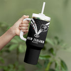 New Zealand Maori Rugby Custom Tumbler With Handle Aotearoa Tribal Motif Retro Concept