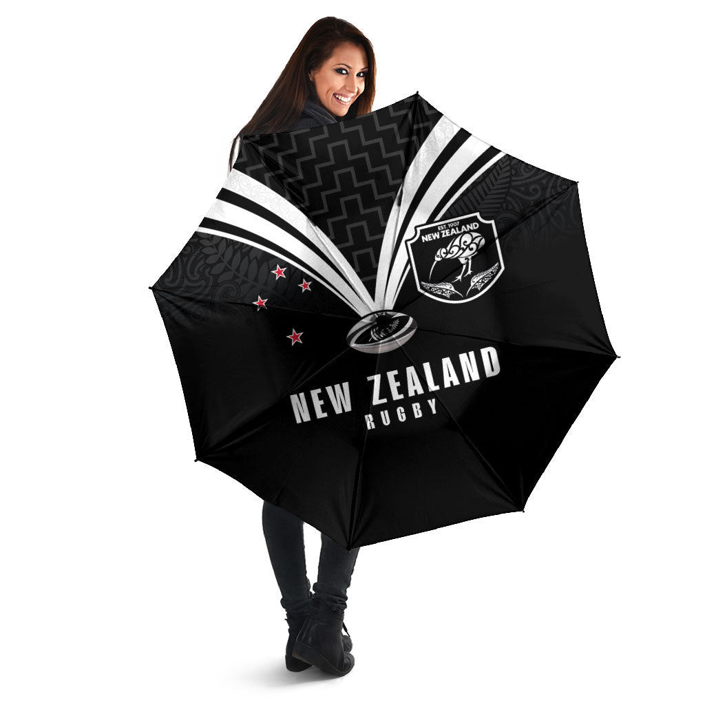 New Zealand Maori Rugby Umbrella Aotearoa Tribal Motif Retro Concept