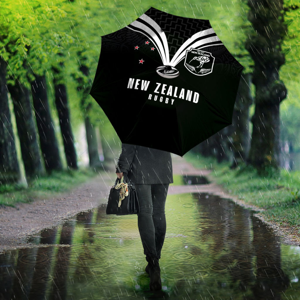 New Zealand Maori Rugby Umbrella Aotearoa Tribal Motif Retro Concept