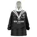 New Zealand Maori Rugby Custom Wearable Blanket Hoodie Aotearoa Tribal Motif Retro Concept