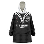 New Zealand Maori Rugby Custom Wearable Blanket Hoodie Aotearoa Tribal Motif Retro Concept