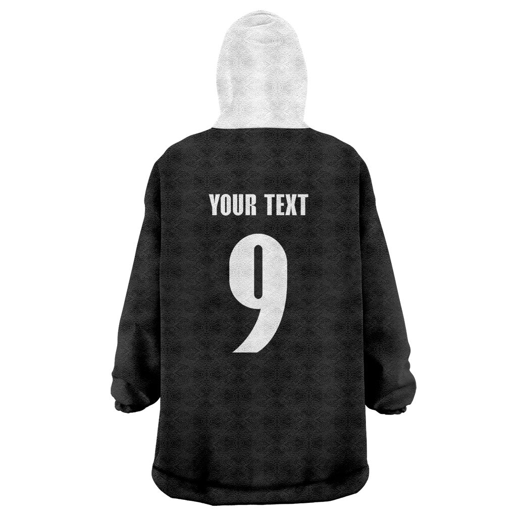 New Zealand Maori Rugby Custom Wearable Blanket Hoodie Aotearoa Tribal Motif Retro Concept