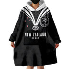 New Zealand Maori Rugby Custom Wearable Blanket Hoodie Aotearoa Tribal Motif Retro Concept