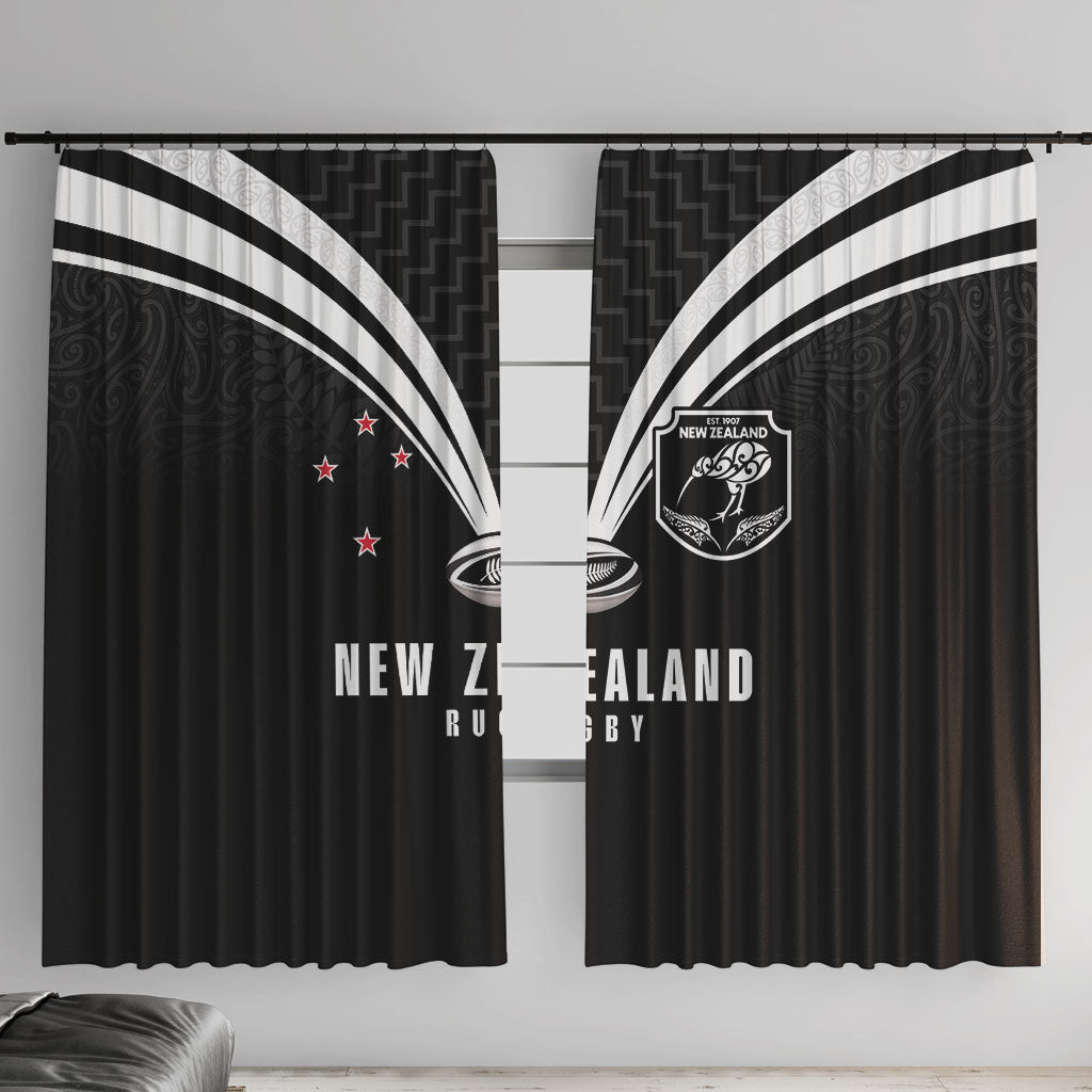 New Zealand Maori Rugby Window Curtain Aotearoa Tribal Motif Retro Concept