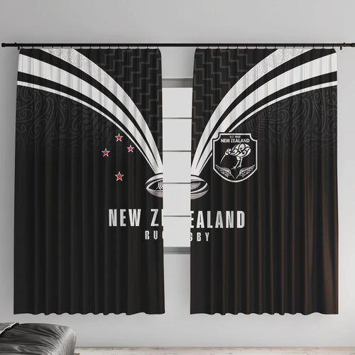 New Zealand Maori Rugby Window Curtain Aotearoa Tribal Motif Retro Concept