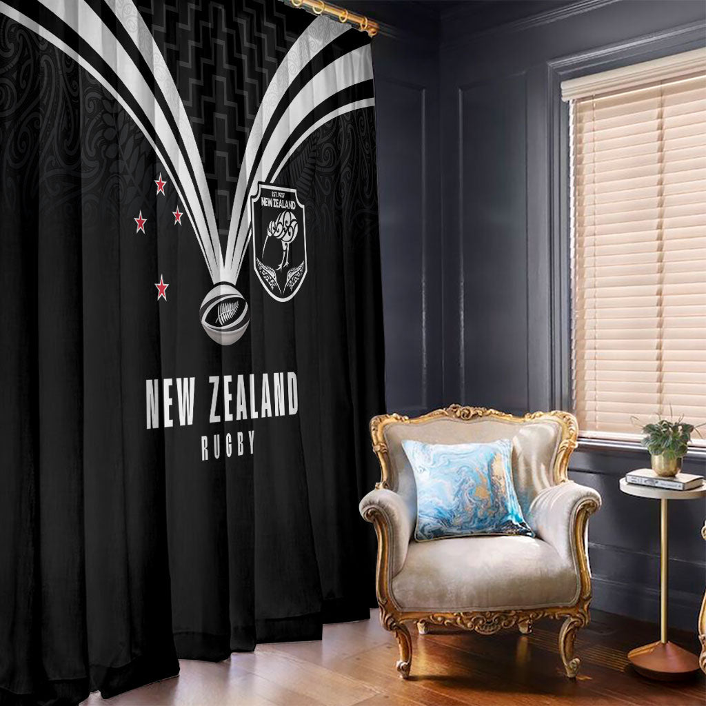 New Zealand Maori Rugby Window Curtain Aotearoa Tribal Motif Retro Concept