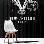 New Zealand Maori Rugby Window Curtain Aotearoa Tribal Motif Retro Concept