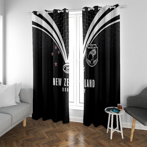 New Zealand Maori Rugby Window Curtain Aotearoa Tribal Motif Retro Concept