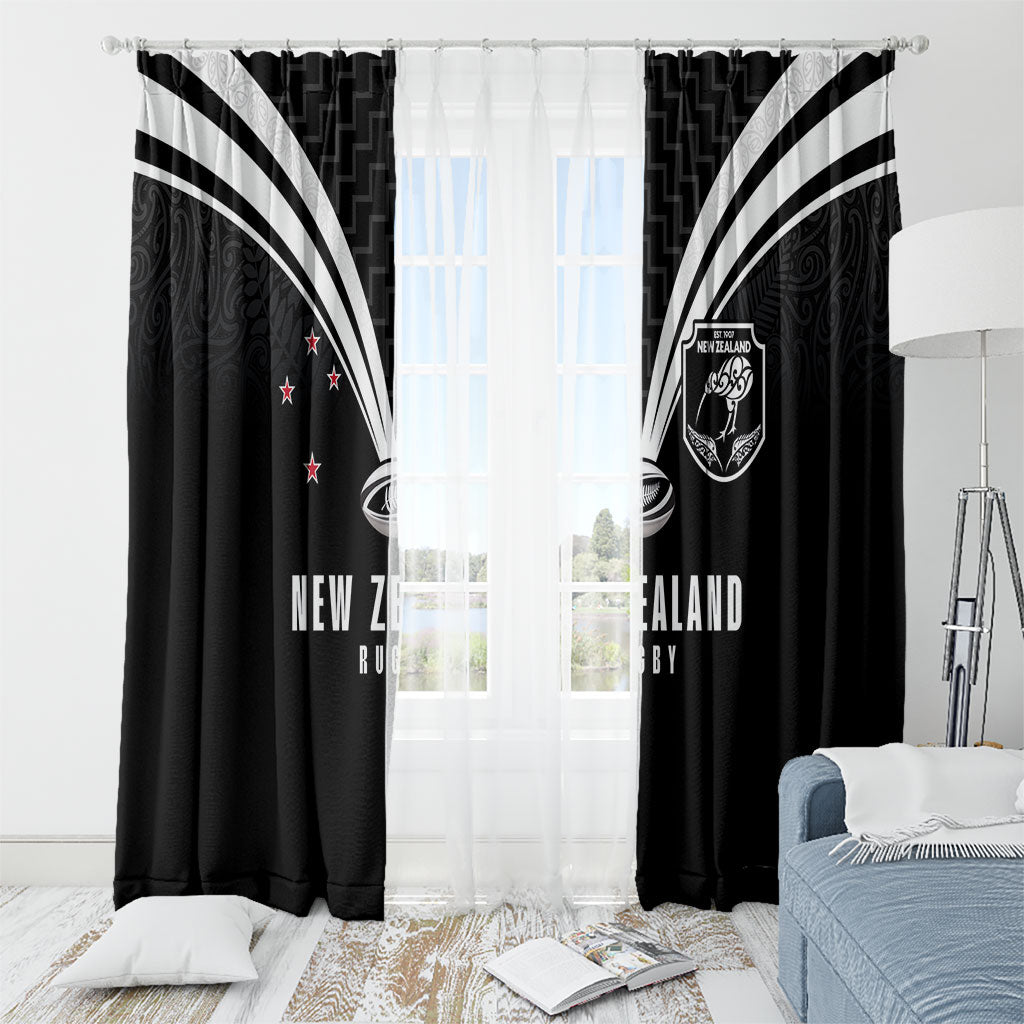 New Zealand Maori Rugby Window Curtain Aotearoa Tribal Motif Retro Concept