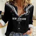 New Zealand Maori Rugby Custom Women Casual Shirt Aotearoa Tribal Motif Retro Concept