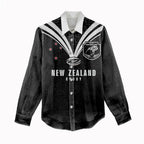 New Zealand Maori Rugby Custom Women Casual Shirt Aotearoa Tribal Motif Retro Concept