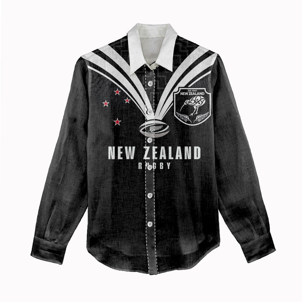 New Zealand Maori Rugby Custom Women Casual Shirt Aotearoa Tribal Motif Retro Concept