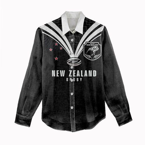 New Zealand Maori Rugby Custom Women Casual Shirt Aotearoa Tribal Motif Retro Concept