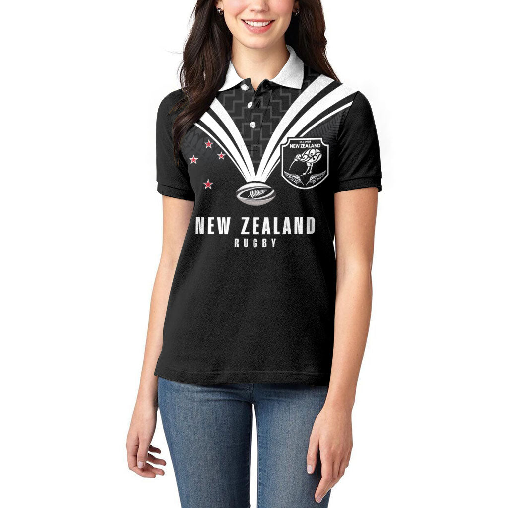 New Zealand Maori Rugby Custom Women Polo Shirt Aotearoa Tribal Motif Retro Concept