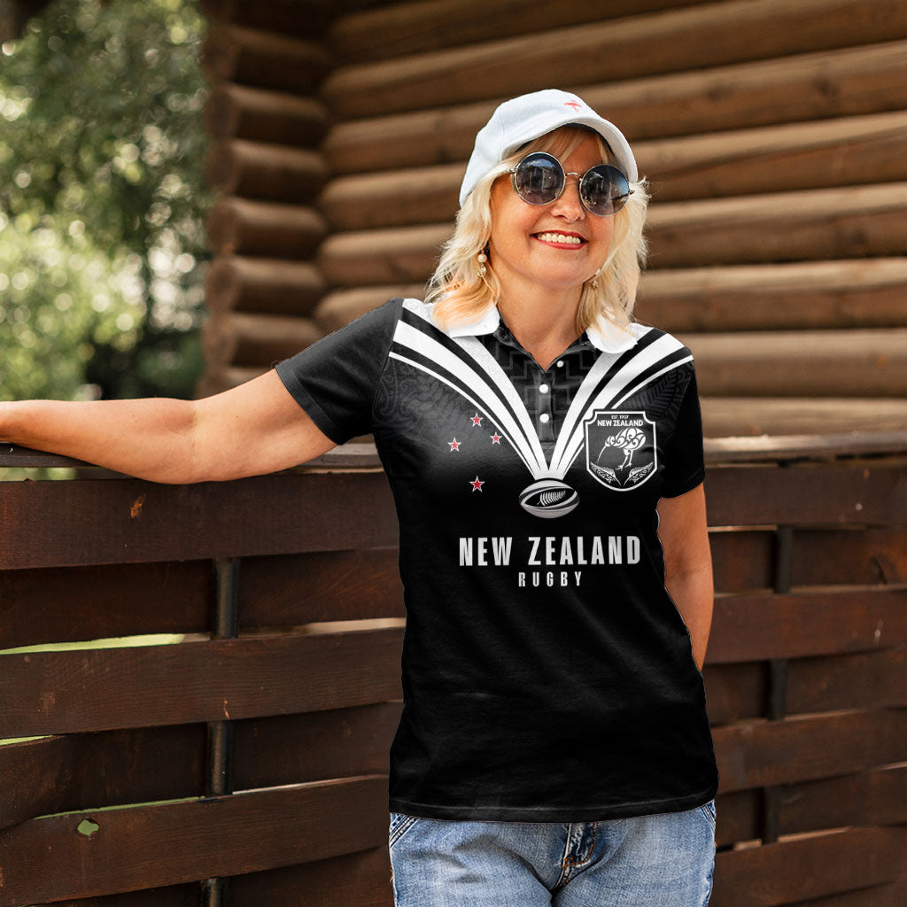 New Zealand Maori Rugby Custom Women Polo Shirt Aotearoa Tribal Motif Retro Concept
