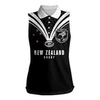 New Zealand Maori Rugby Custom Women Sleeveless Polo Shirt Aotearoa Tribal Motif Retro Concept