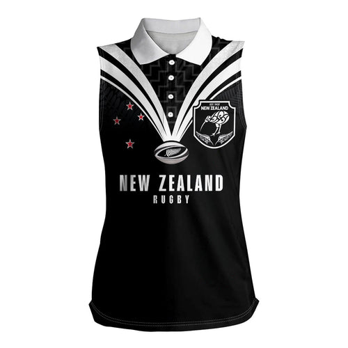 New Zealand Maori Rugby Custom Women Sleeveless Polo Shirt Aotearoa Tribal Motif Retro Concept