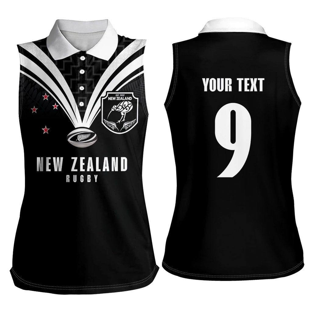 New Zealand Maori Rugby Custom Women Sleeveless Polo Shirt Aotearoa Tribal Motif Retro Concept