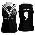 New Zealand Maori Rugby Custom Women Sleeveless Polo Shirt Aotearoa Tribal Motif Retro Concept