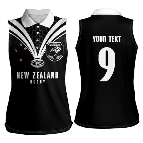 New Zealand Maori Rugby Custom Women Sleeveless Polo Shirt Aotearoa Tribal Motif Retro Concept