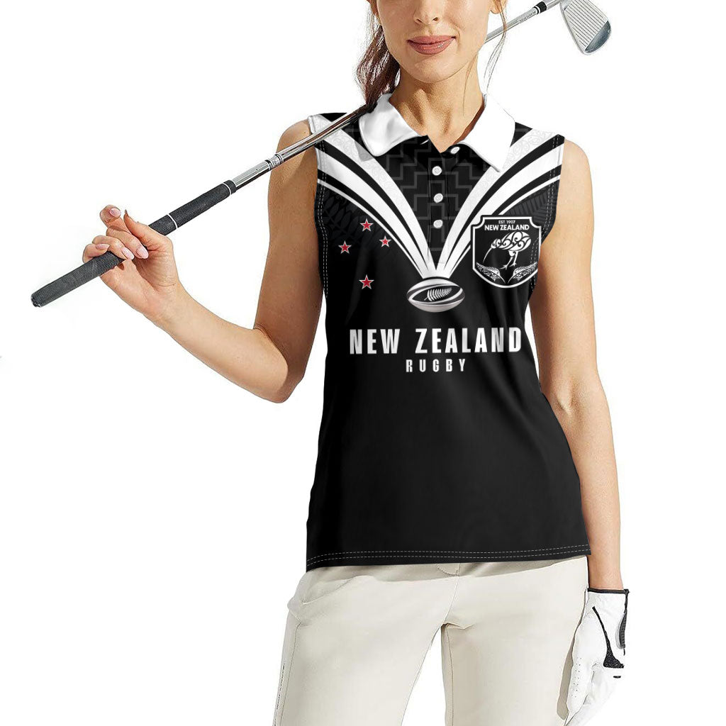 New Zealand Maori Rugby Custom Women Sleeveless Polo Shirt Aotearoa Tribal Motif Retro Concept