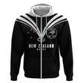 New Zealand Maori Rugby Custom Zip Hoodie Aotearoa Tribal Motif Retro Concept