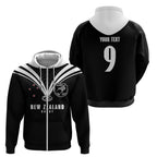 New Zealand Maori Rugby Custom Zip Hoodie Aotearoa Tribal Motif Retro Concept