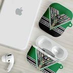 New Zealand Maori Rugby AirPods Case Aotearoa Koru Geometric - Naturalistic Green