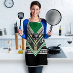 New Zealand Maori Rugby Apron Aotearoa Koru Geometric - Naturalistic Green