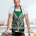 New Zealand Maori Rugby Apron Aotearoa Koru Geometric - Naturalistic Green