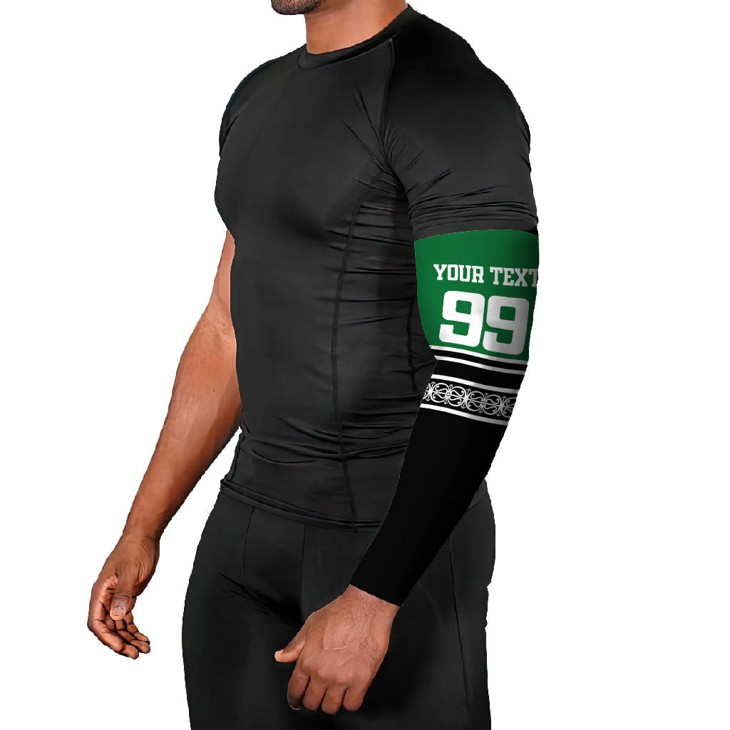 New Zealand Maori Rugby Custom Arm Sleeves Aotearoa Koru Geometric - Naturalistic Green