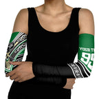 New Zealand Maori Rugby Custom Arm Sleeves Aotearoa Koru Geometric - Naturalistic Green