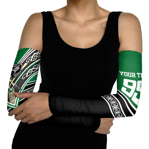 New Zealand Maori Rugby Custom Arm Sleeves Aotearoa Koru Geometric - Naturalistic Green
