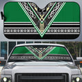 New Zealand Maori Rugby Auto Sun Shade Aotearoa Koru Geometric - Naturalistic Green