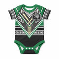 New Zealand Maori Rugby Custom Baby Onesie Aotearoa Koru Geometric - Naturalistic Green