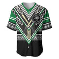 New Zealand Maori Rugby Custom Baseball Jersey Aotearoa Koru Geometric - Naturalistic Green