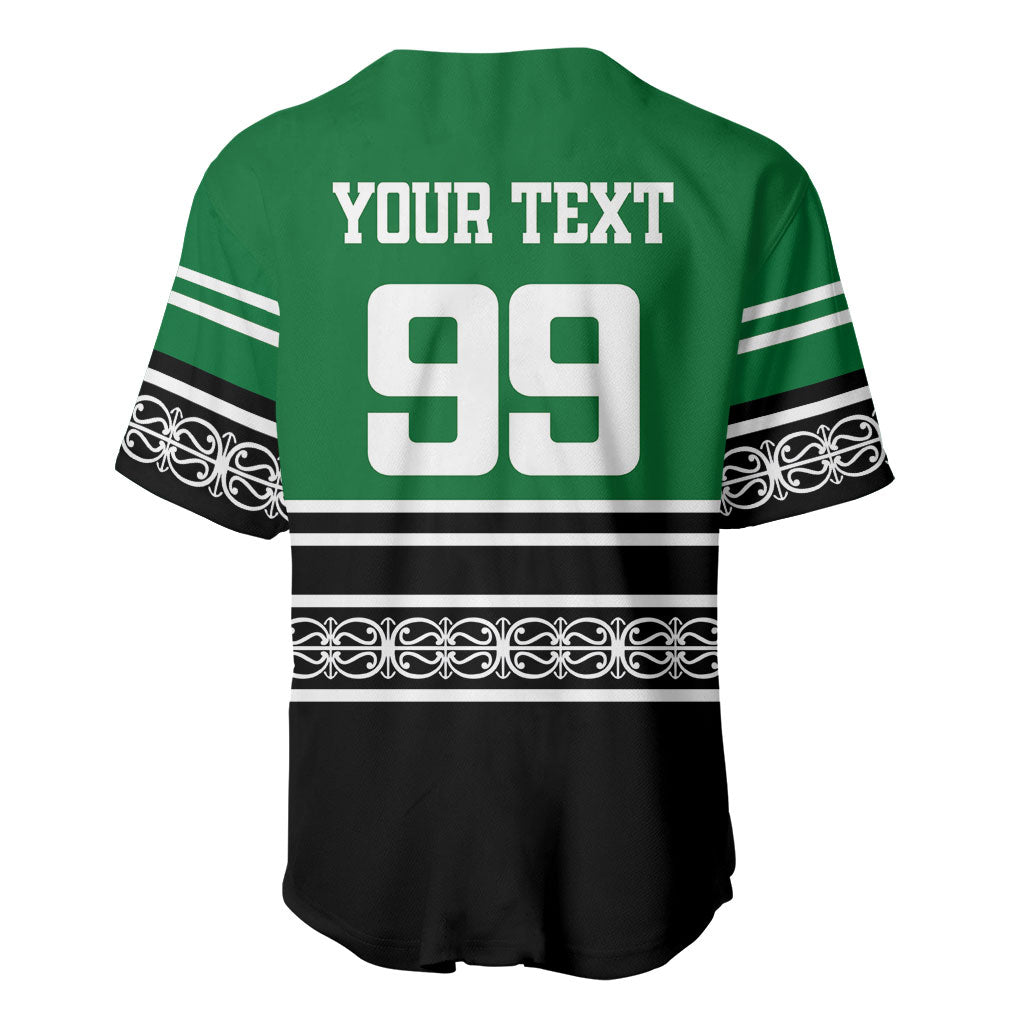 New Zealand Maori Rugby Custom Baseball Jersey Aotearoa Koru Geometric - Naturalistic Green