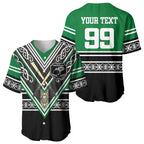 New Zealand Maori Rugby Custom Baseball Jersey Aotearoa Koru Geometric - Naturalistic Green