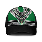 New Zealand Maori Rugby Baseball Net Cap Aotearoa Koru Geometric - Naturalistic Green