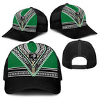 New Zealand Maori Rugby Baseball Net Cap Aotearoa Koru Geometric - Naturalistic Green
