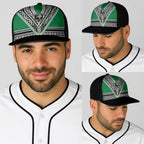 New Zealand Maori Rugby Baseball Net Cap Aotearoa Koru Geometric - Naturalistic Green