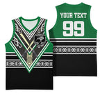 New Zealand Maori Rugby Custom Basketball Jersey Aotearoa Koru Geometric - Naturalistic Green