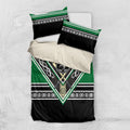 New Zealand Maori Rugby Bedding Set Aotearoa Koru Geometric - Naturalistic Green