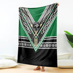 New Zealand Maori Rugby Blanket Aotearoa Koru Geometric - Naturalistic Green