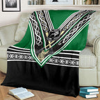 New Zealand Maori Rugby Blanket Aotearoa Koru Geometric - Naturalistic Green