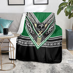 New Zealand Maori Rugby Blanket Aotearoa Koru Geometric - Naturalistic Green